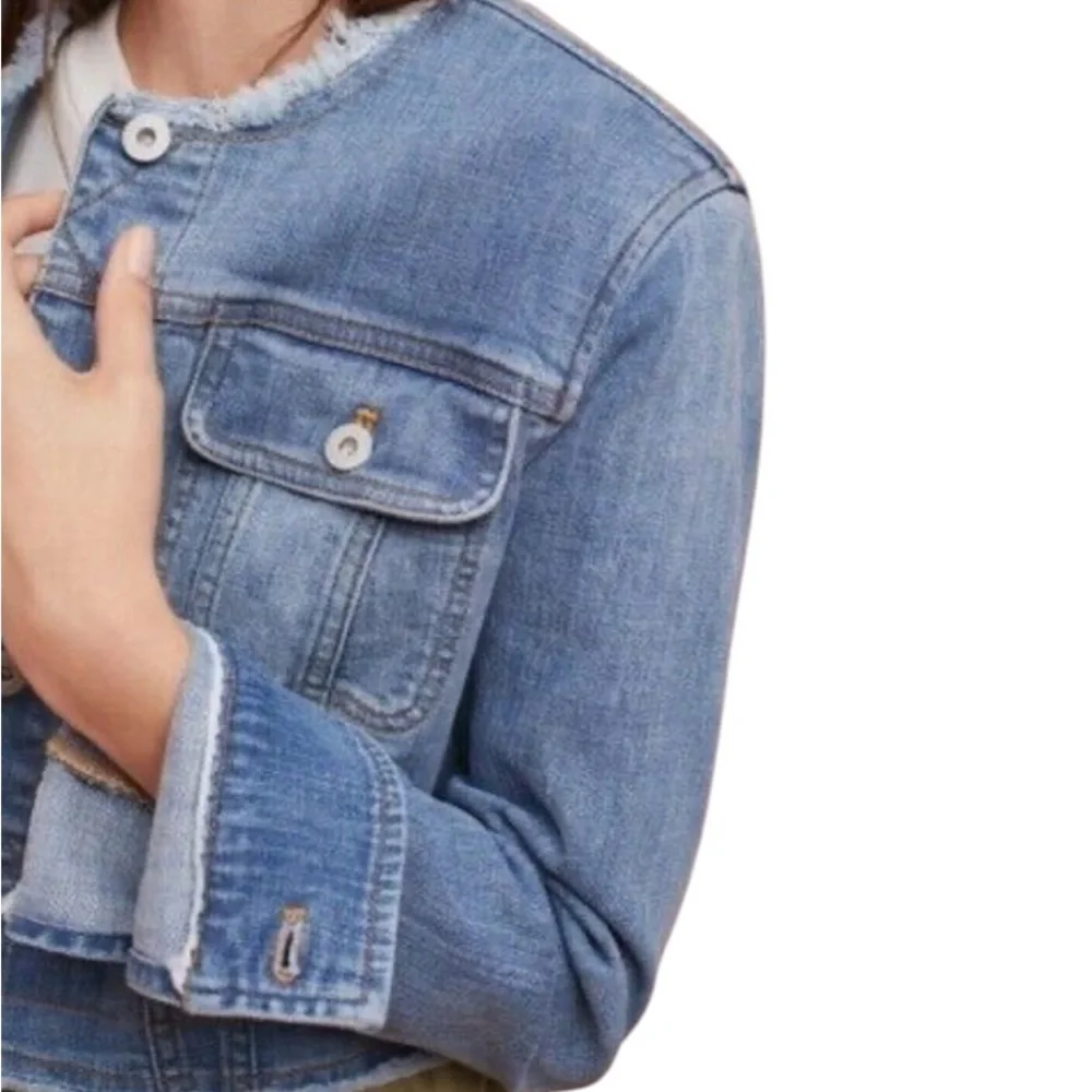 Anthropologie Pilcro And The Letterpress Denim Flounced Ruffle Jacket - Picture 4 of 9